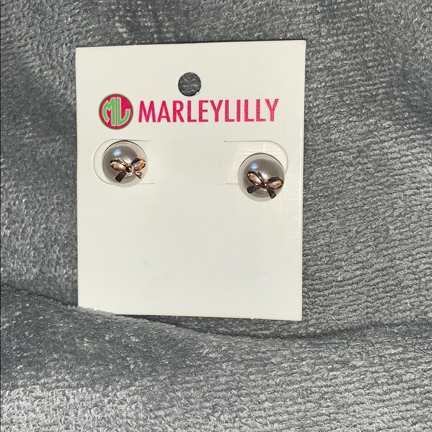 Marley Lilly Pearl/Gold Bow Earrings
